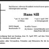 Sill Hans 1920-1997 Todesanzeige